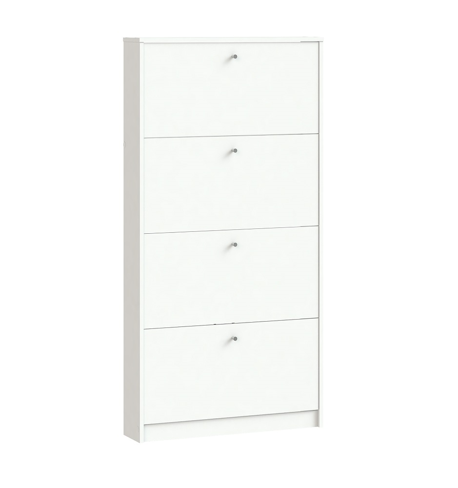 Tvillum Escape Schuhschrank Mit 4 Klappen Breite 75 Cm, Höhe 148 Cm Weiss.