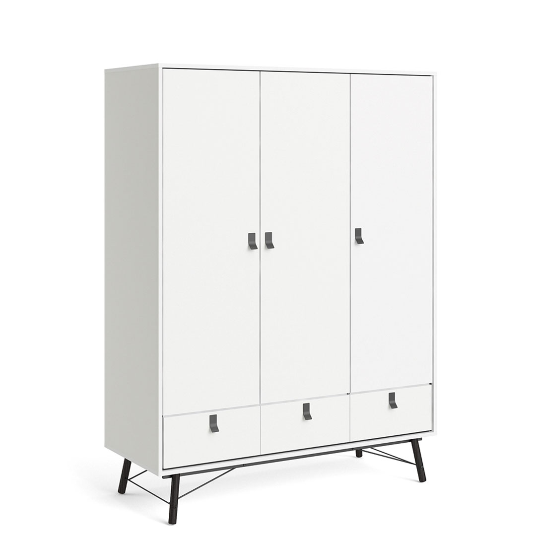 Tvillum Rye Kleiderschrank 3 Türen, 3 Schubladen Mattweiss.