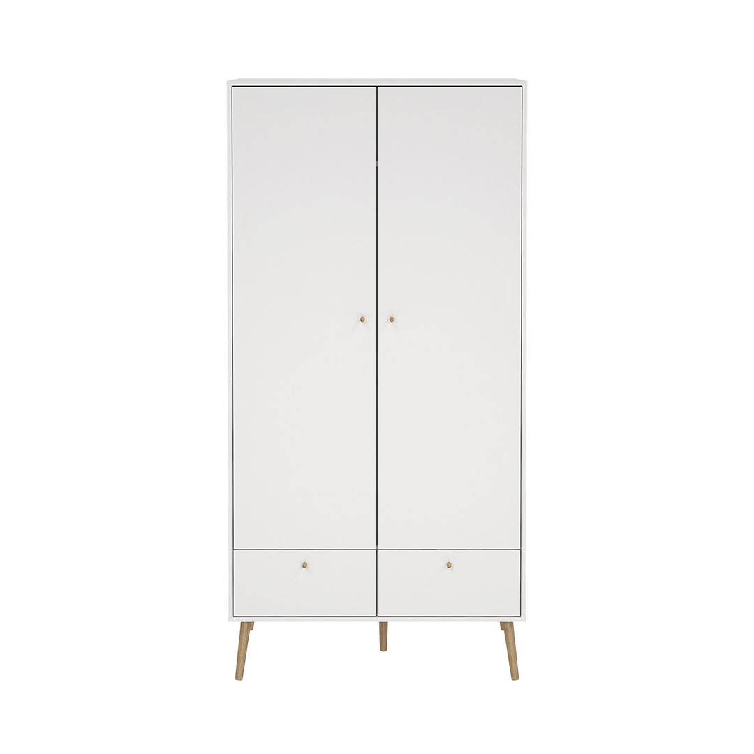 Tvillum Bodo Kleiderschrank 200x99x58cm, 2 Türen, 2 Schubladen Weiß.