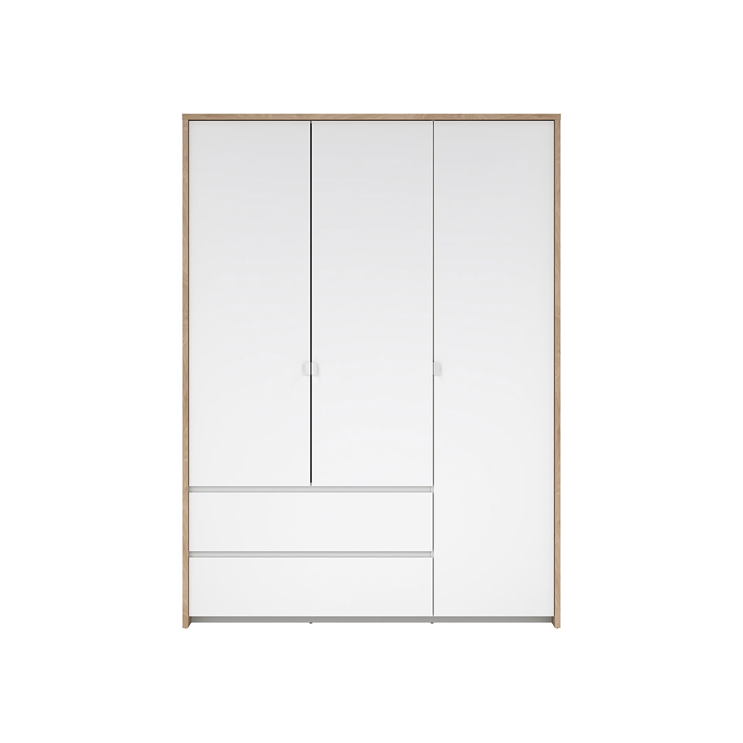 Next Kleiderschrank 3 Türen 2 Schubladen 149x200cm weiß Hochglanz.