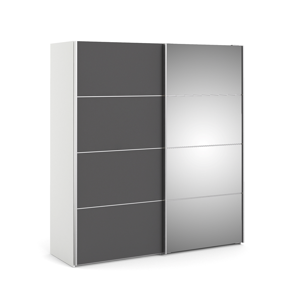Veto Schiebetürenschrank 2 Türen breit 183 cm weiss, grau.