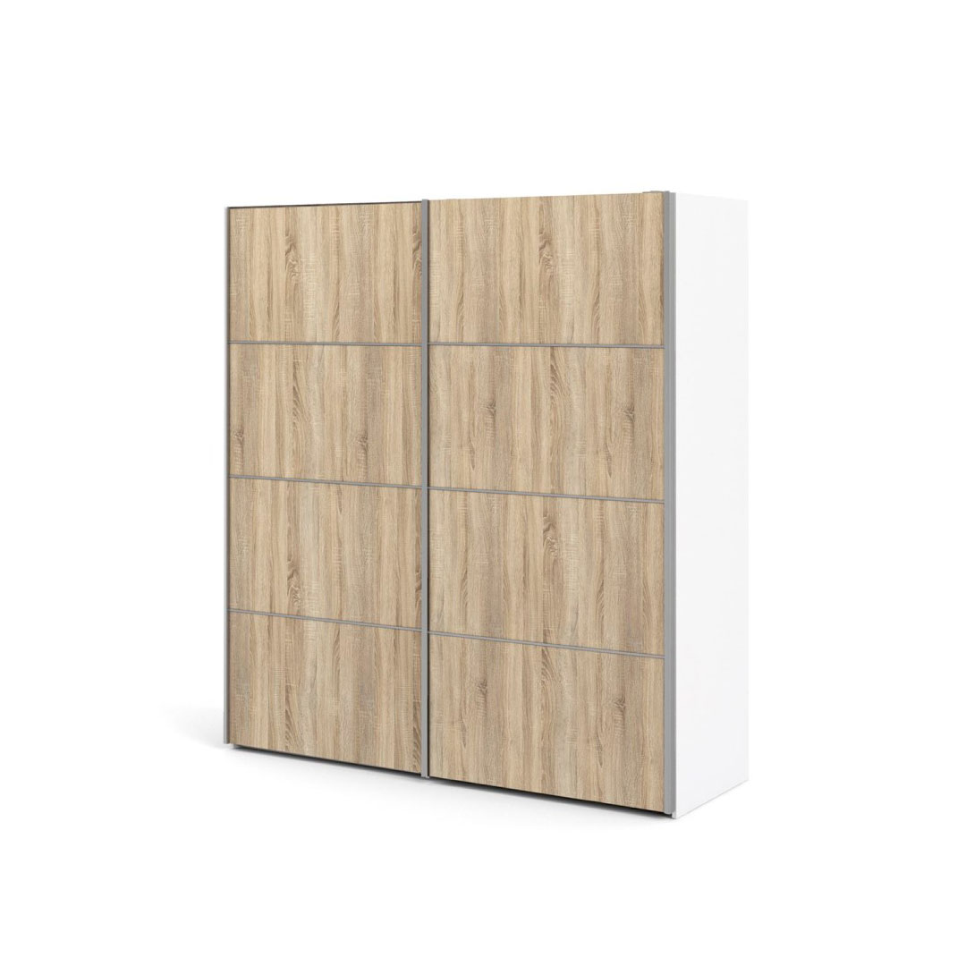 Veto Kleiderschrank B 2 türig H201 cm x B182 cm weiss, eiche Struktur Dekor.