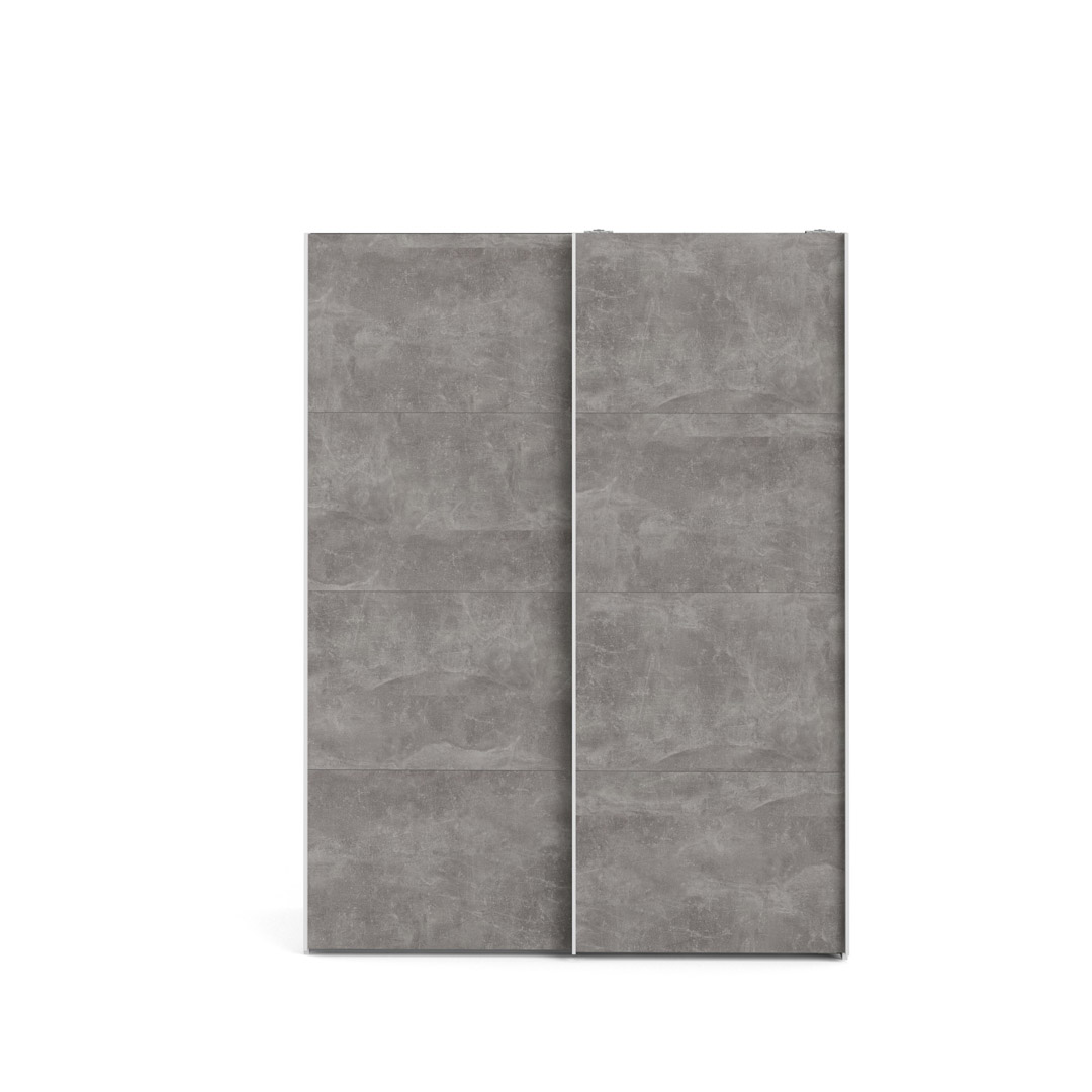 Veto Schiebetürenschrank B150 cm 2 Türen Weiß und Betondekor.