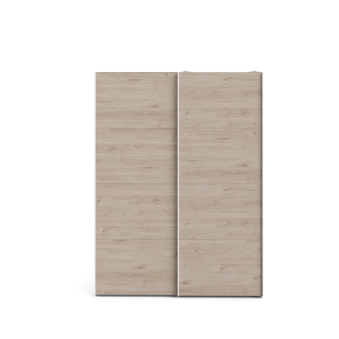 Veto Schiebetürenschrank B150 cm 2 Türen Weiß- und Hickory-Dekor.