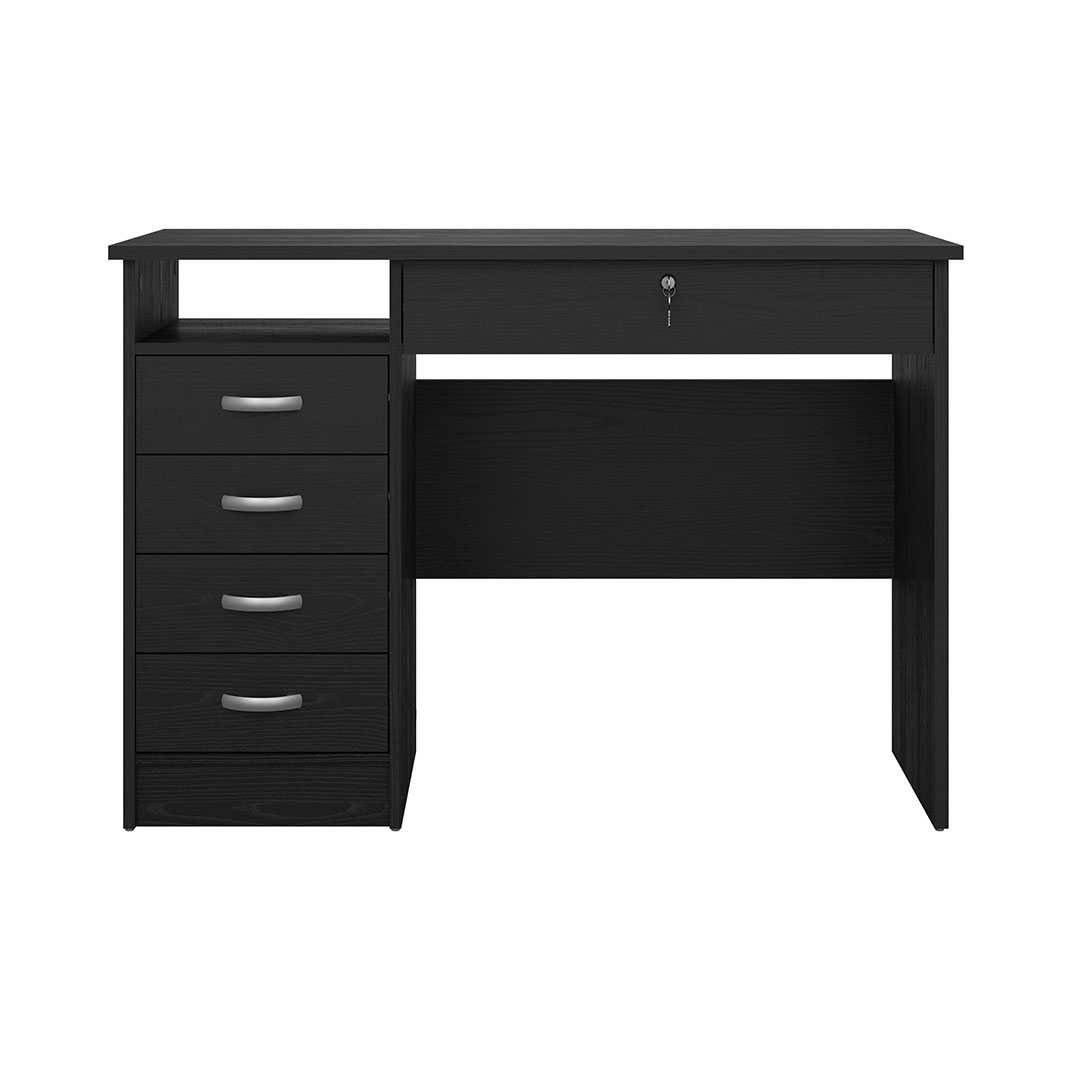 Tvillum FunctionPlus Schreibtisch 5 Schubladen, 1 Ablage Schwarze Asche-Dekor.