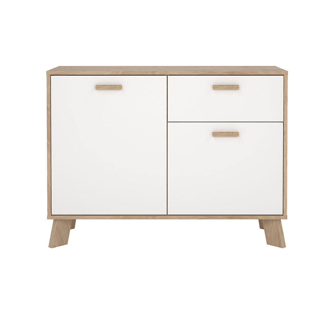Ikast Sideboard 2 Türen, 1 Schublade Eichen-Dekor, weiß.
