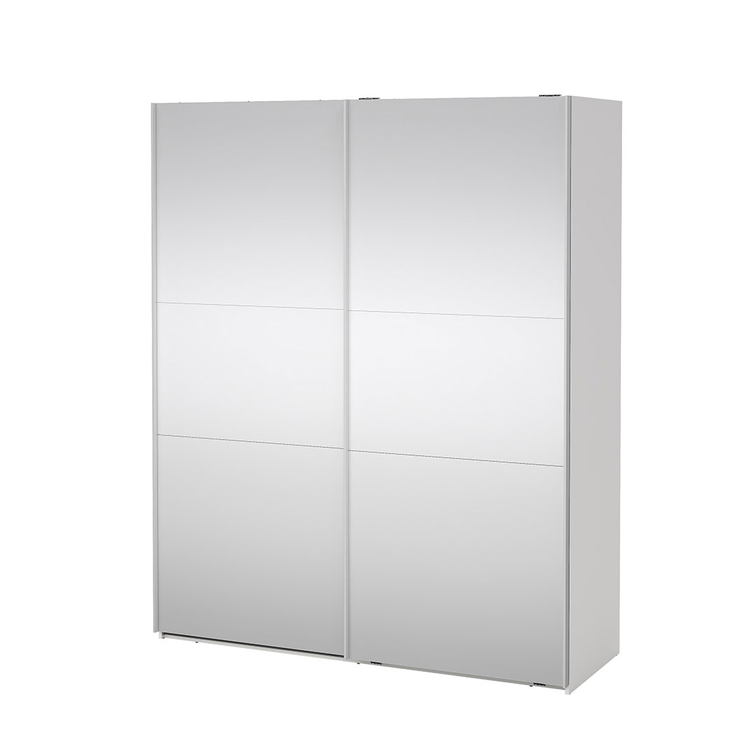 Tvillum Como Schiebetürenschrank 2 Türen Mit Spiegel 180x220cm Weiß.