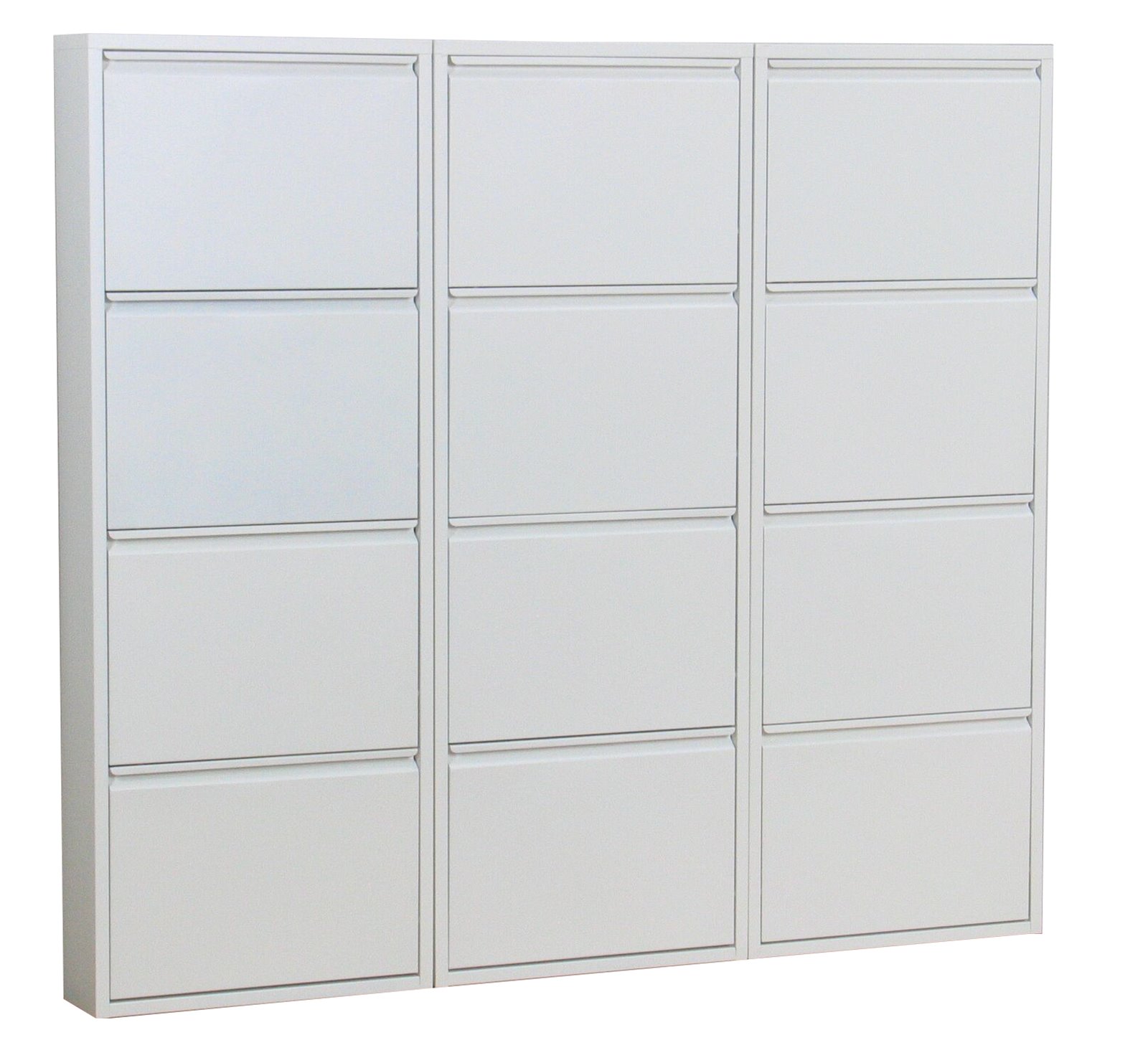 Pisa Schuhschrank Mit 12 Klappen/ Türen In Metall Weiss. Fertig Montiert.