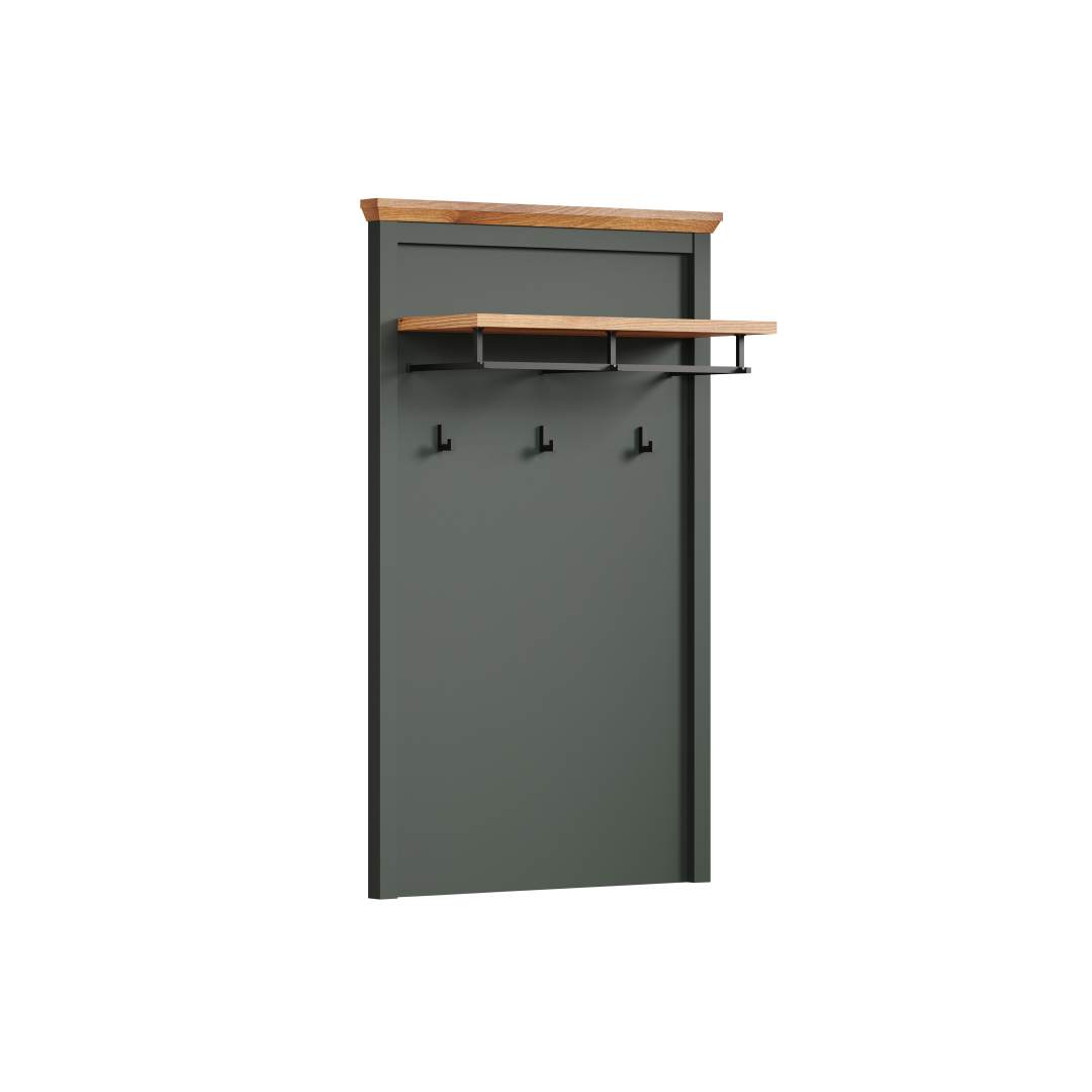 Stanton Wandgarderobe grün, Eiche dekor.