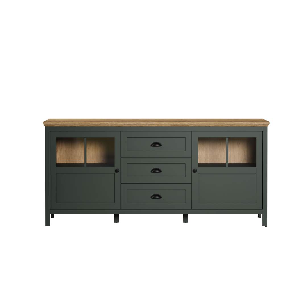 Stanton Sideboard grün, Eiche dekor.