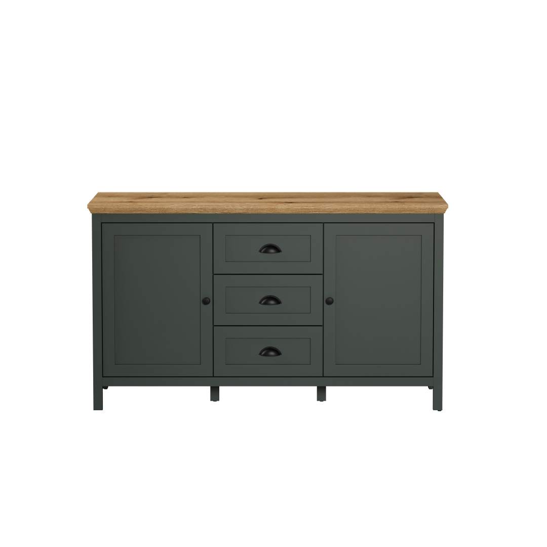 Stanton Sideboard grün, Eiche dekor.