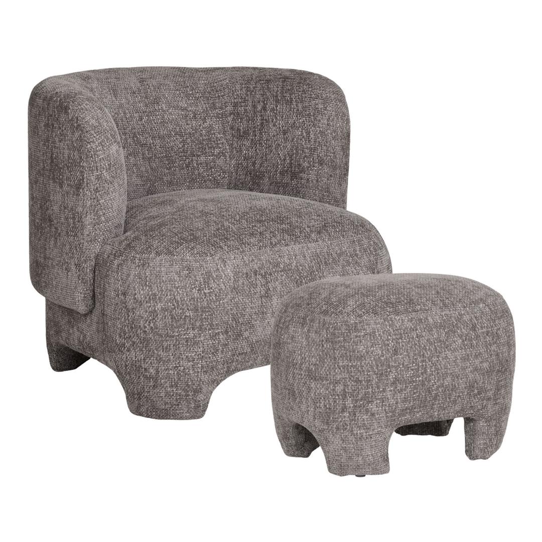 House Nordic Nazare Sessel Mit Pouf Grau.