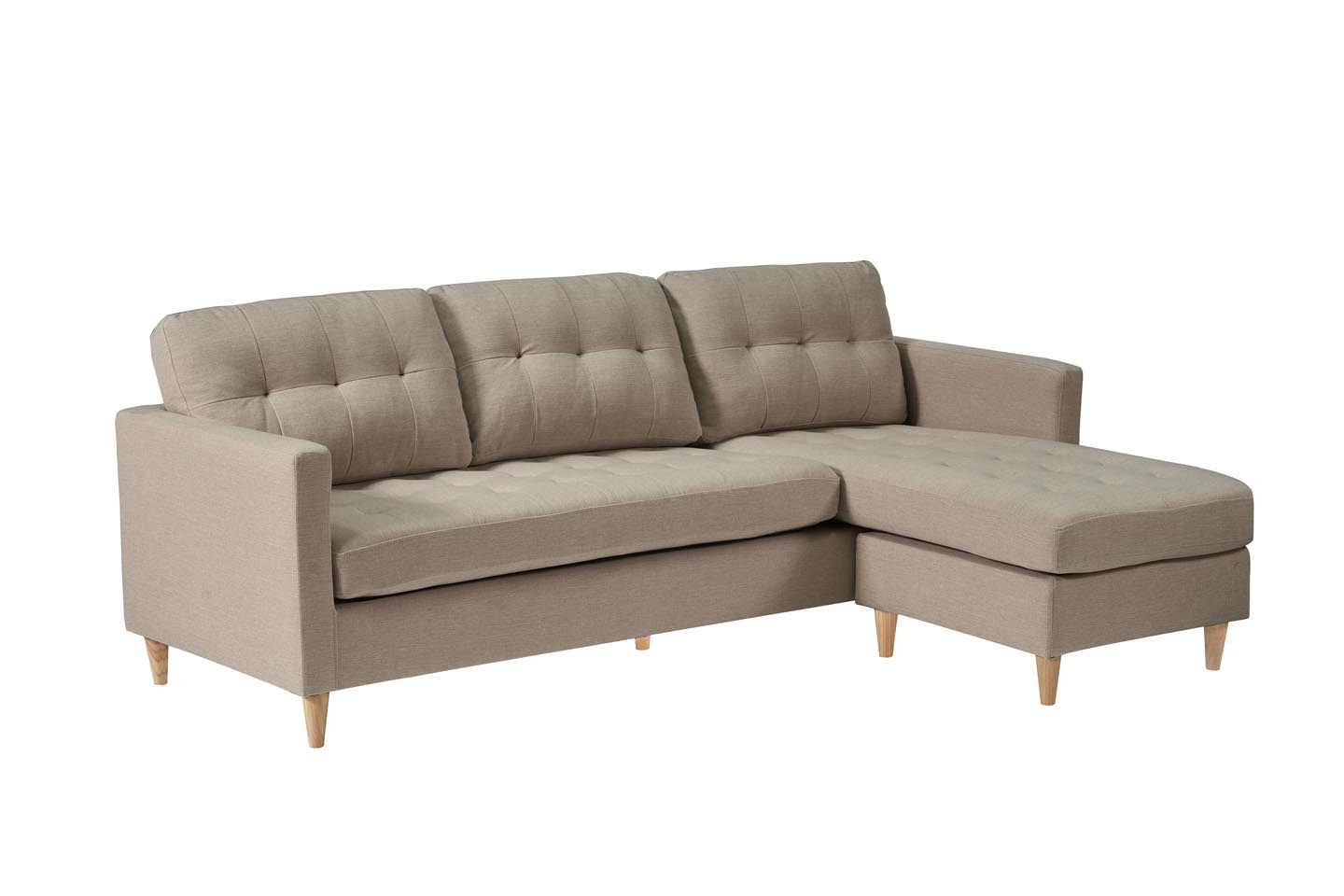 House Nordic Marino Chaiselongsofa 3 Personen Stoff Sandfarben.