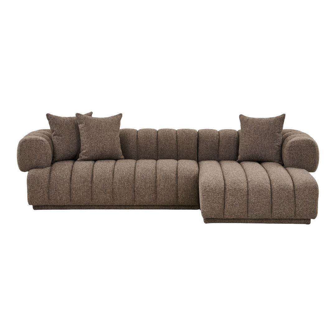 House Nordic Ingrid Sofa Rechtsausgerichtet Inkl. 3 Zierkissen Braun.