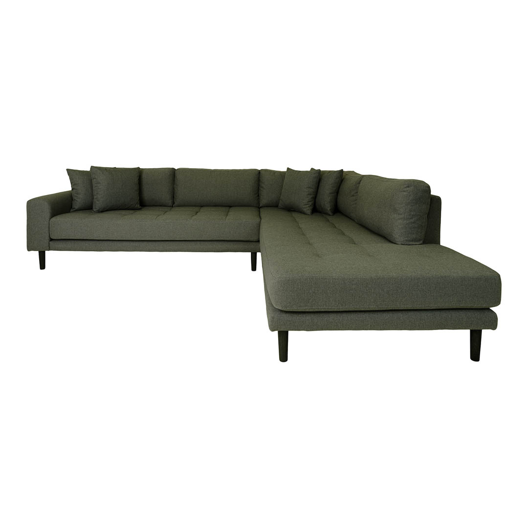 Lido Sofa Ecksofa rechts gewendet 4 Kissen grün.