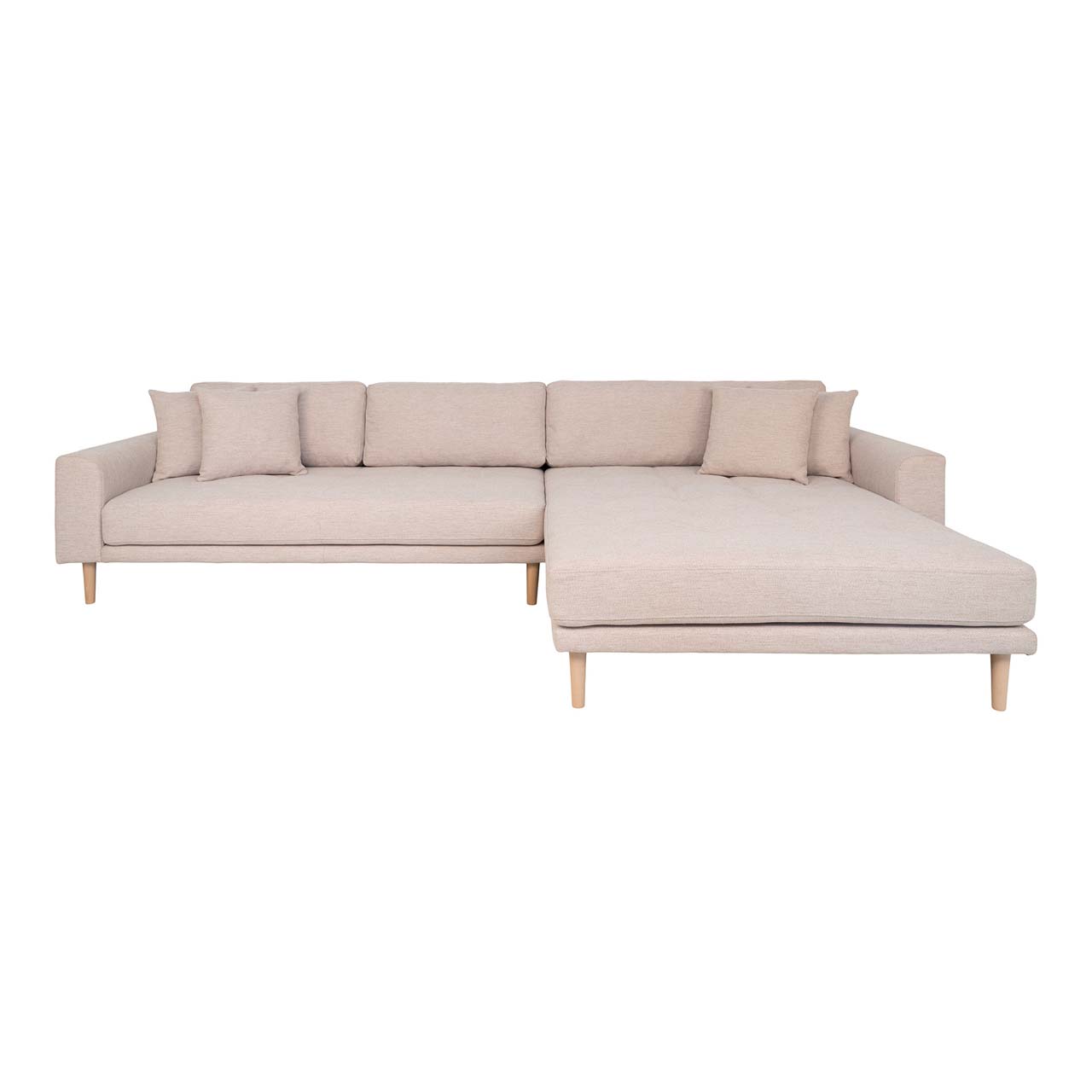 Lido Sofa , Loungesofa rechts gewendet mit 4 Kissen sandfarben.