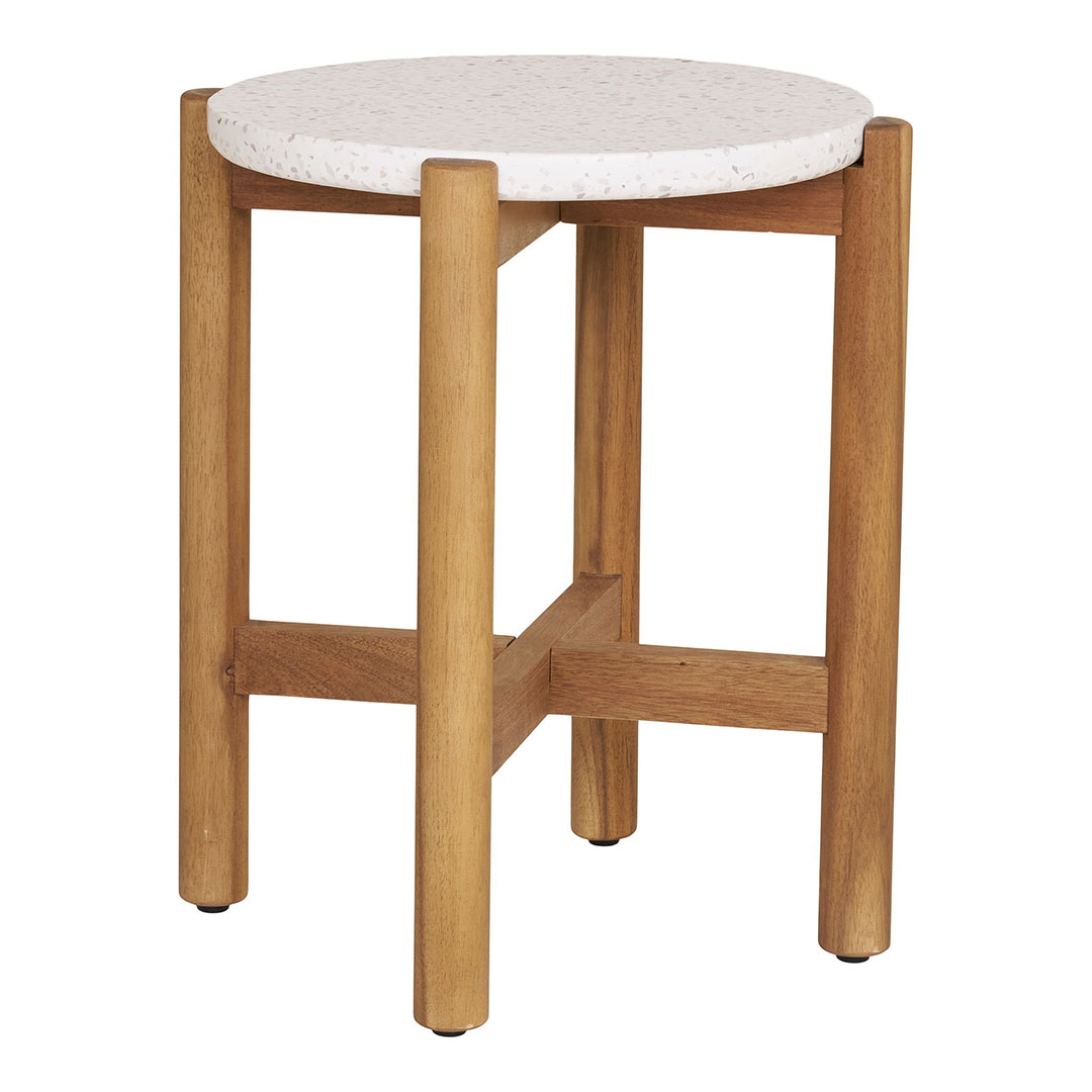Terracina Beistelltisch Ø37cm Natur, weiß.
