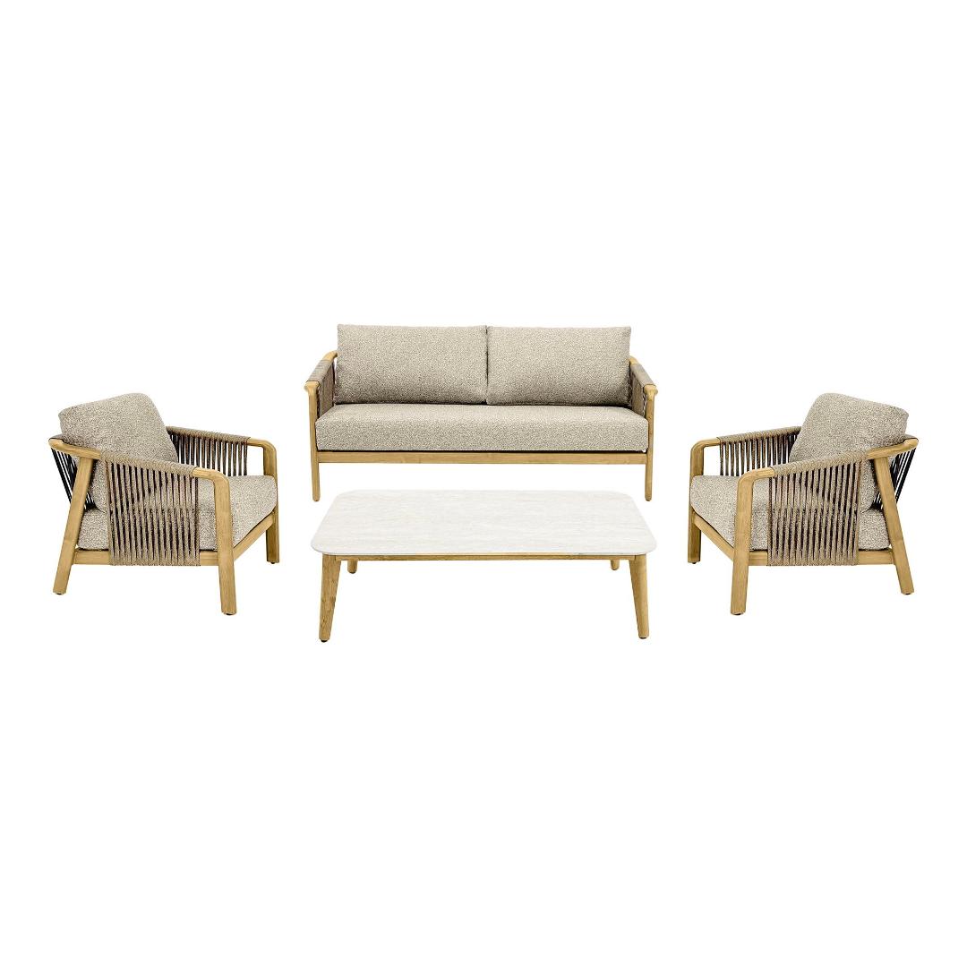 Frigg Lounge-Set inkl. Kissen Sofa, 2 Stühle, 1 Tisch taupe.