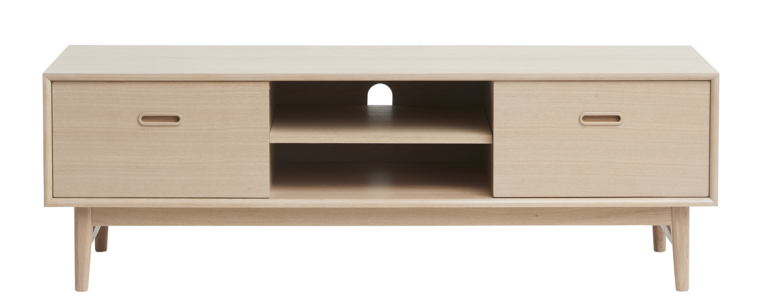 Unique Furniture Rosie Tv Tisch Mit 2 Türen In Massiver, furnierter Amerik. Eiche Weiss Gelaugt.