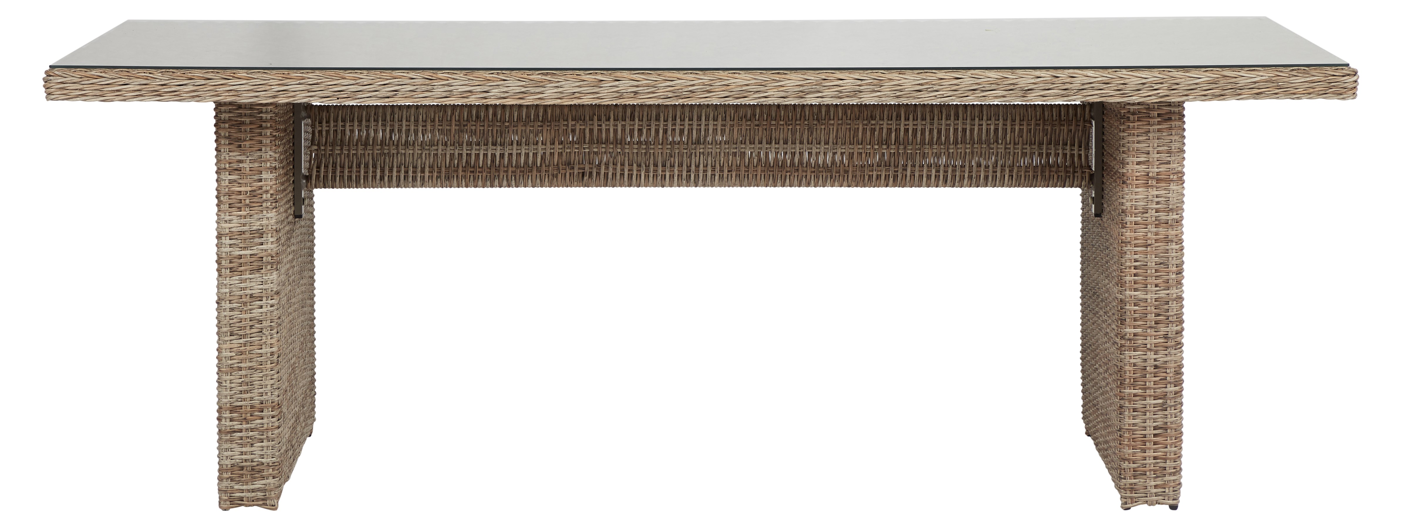 Gram Gartentisch 210 x 96 cm, mit Glasplatte, natur.
