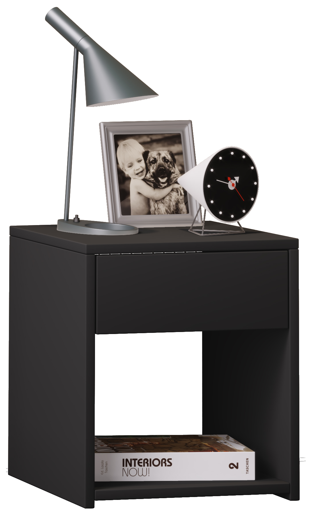 Vcm Sledo Mini Nachttisch 1 Schublade, 1 Regal Schwarz.