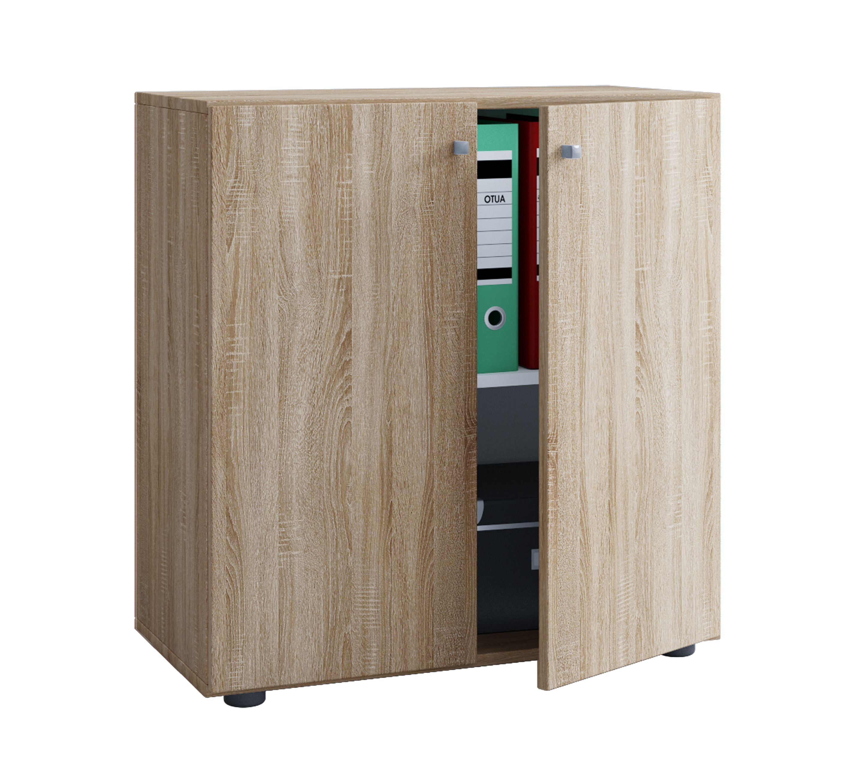 Lona Universalschrank Büro Kommode niedrig 2 Türen Sonoma-Eiche dekor.