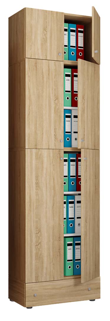 Vcm LonaXXL Büroschrank 3 Türen 1 Schublade Eiche Dekor.