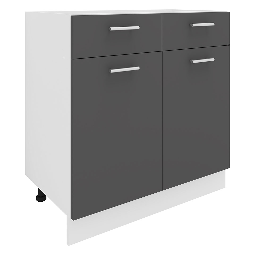 Vcm Esilo Küchenunterschrank 80 Cm 2 Türen, 1 Schublade Weiß, Grau.