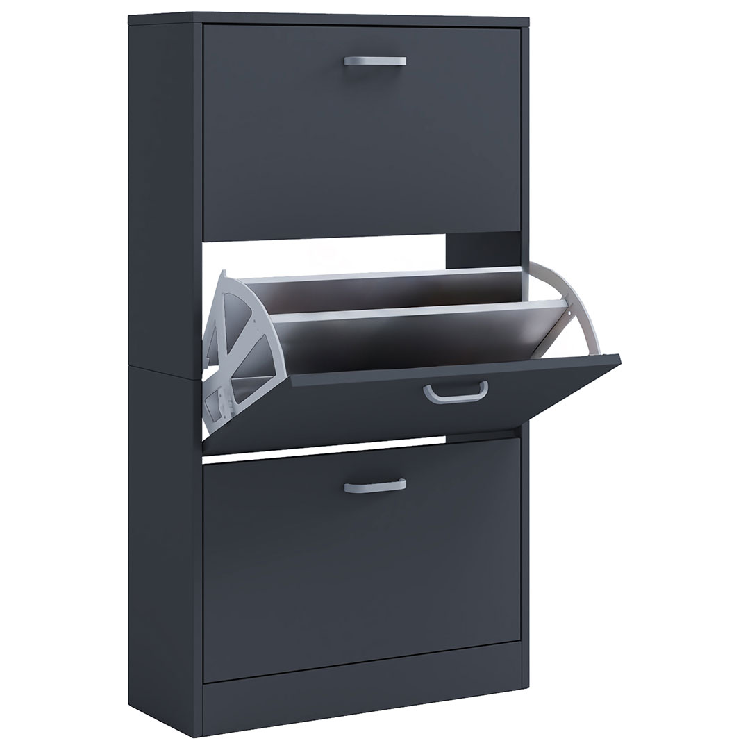 SiposL Schuhschrank 3 Türen anthrazit.