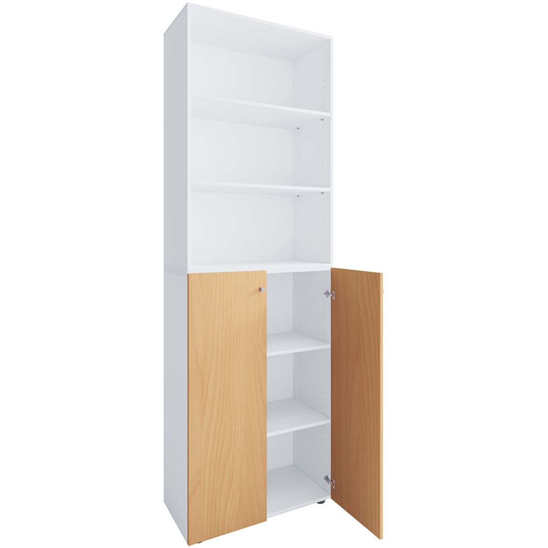 Vcm Lona2XLDTR Büroschrank 2 Türen Weiß, Buche.