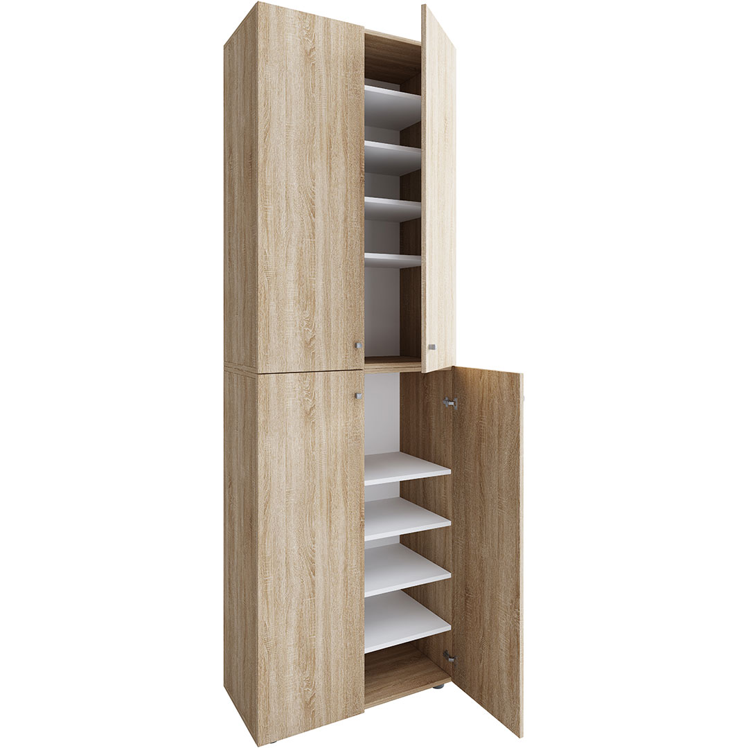 Vcm Lona2XL10DT Schuhschrank 4 Türen Eiche Dekor.