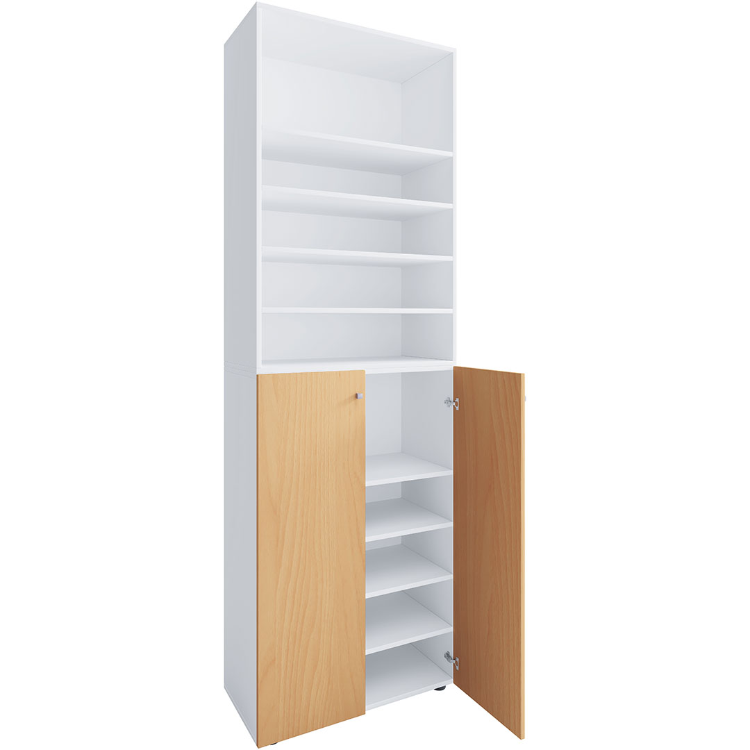 Vcm Lona2XL10DTR Schuhschrank 2 Türen Weiß, Buche.
