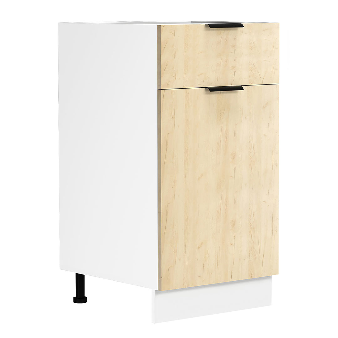Vcm Fasola Küchenunterschrank 40 Cm 1 Tür, 1 Schublade Eiche Dekor, Weiß.