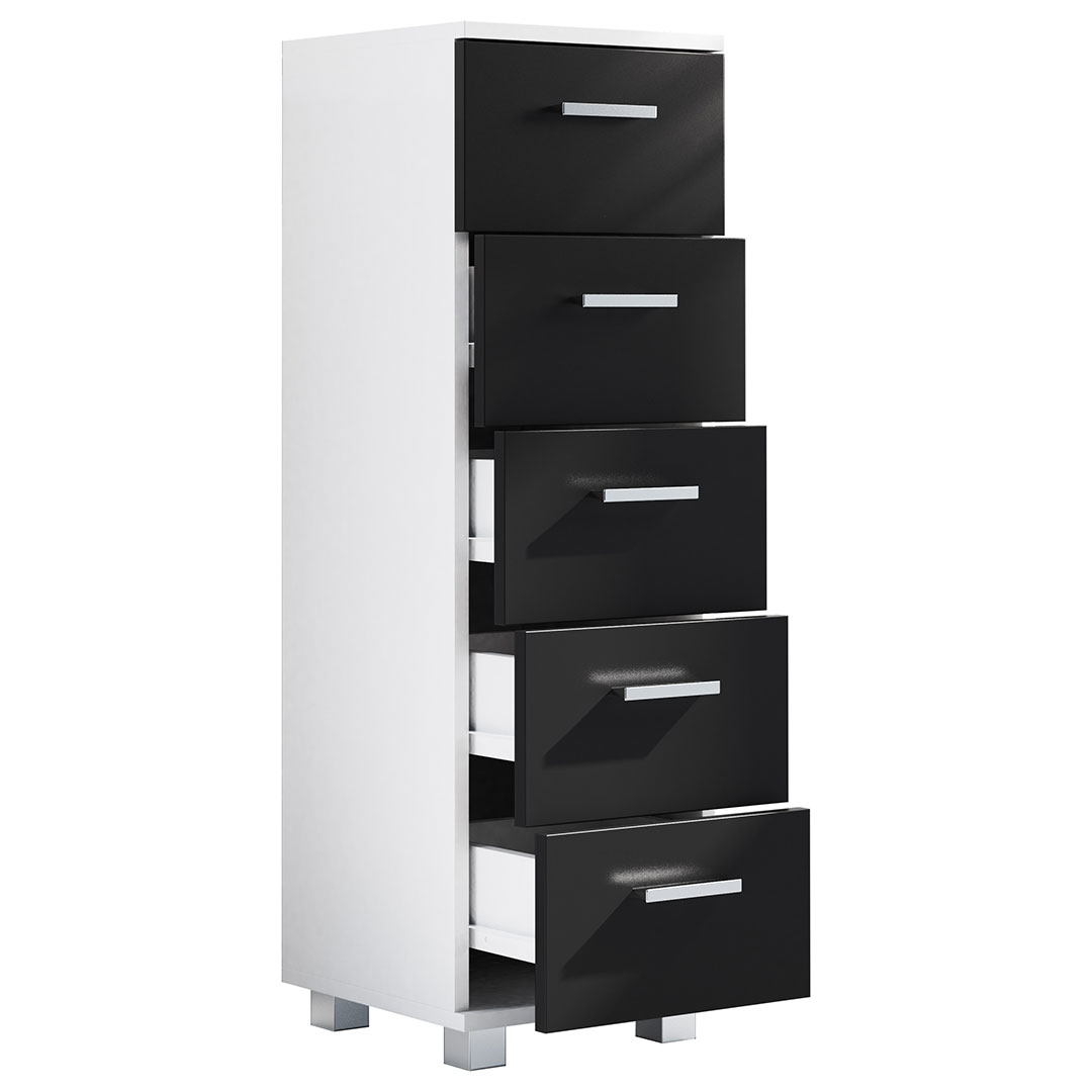 ZaloMSB Badschrank 5 Schubladen schwarz, weiß.