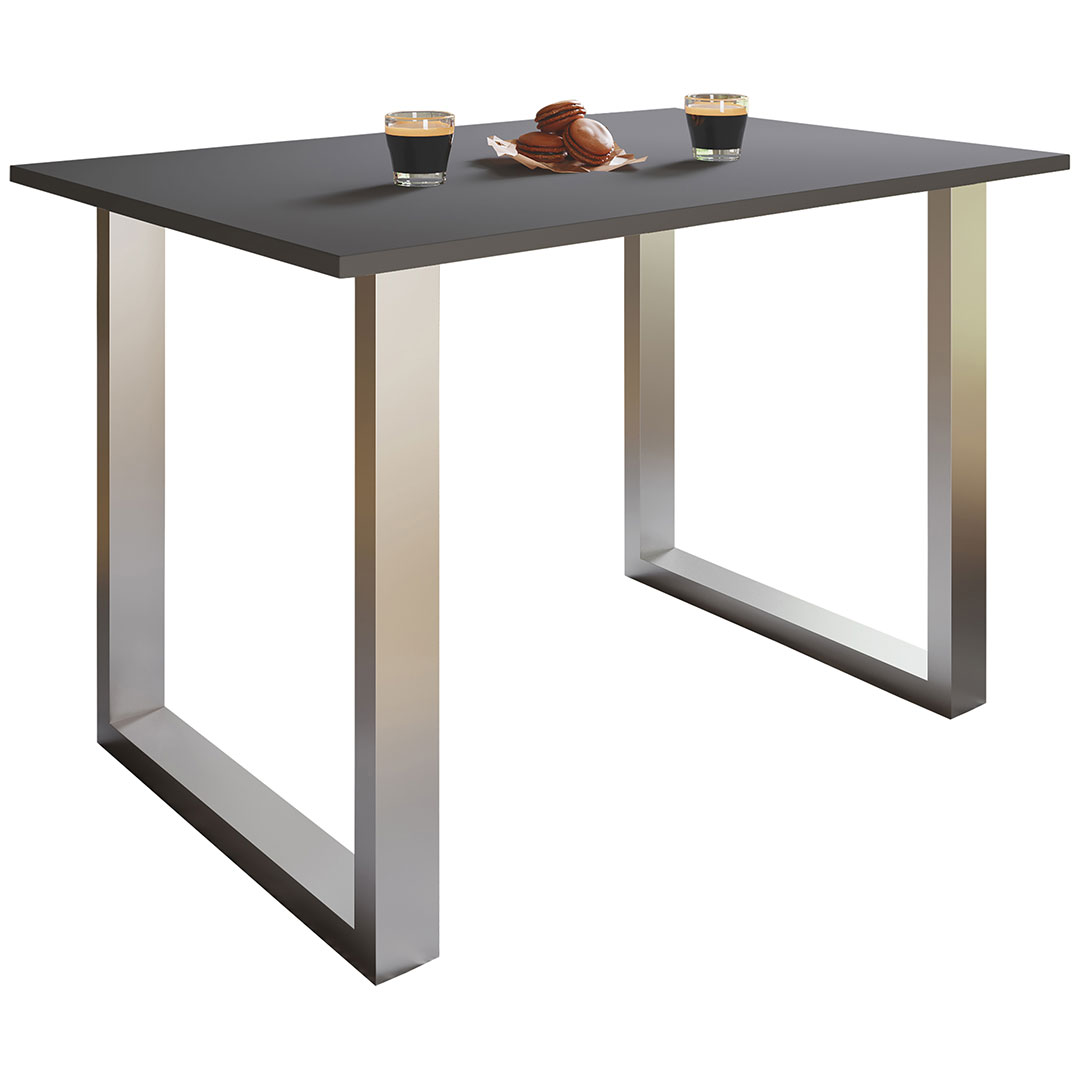 XonaU Esstisch 110x80 anthrazit, silberfarben.