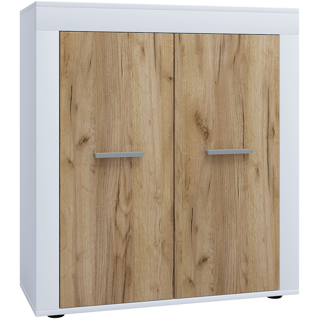 Vcm Usilo Sideboard 2 Türen Weiß, Eiche Dekor.