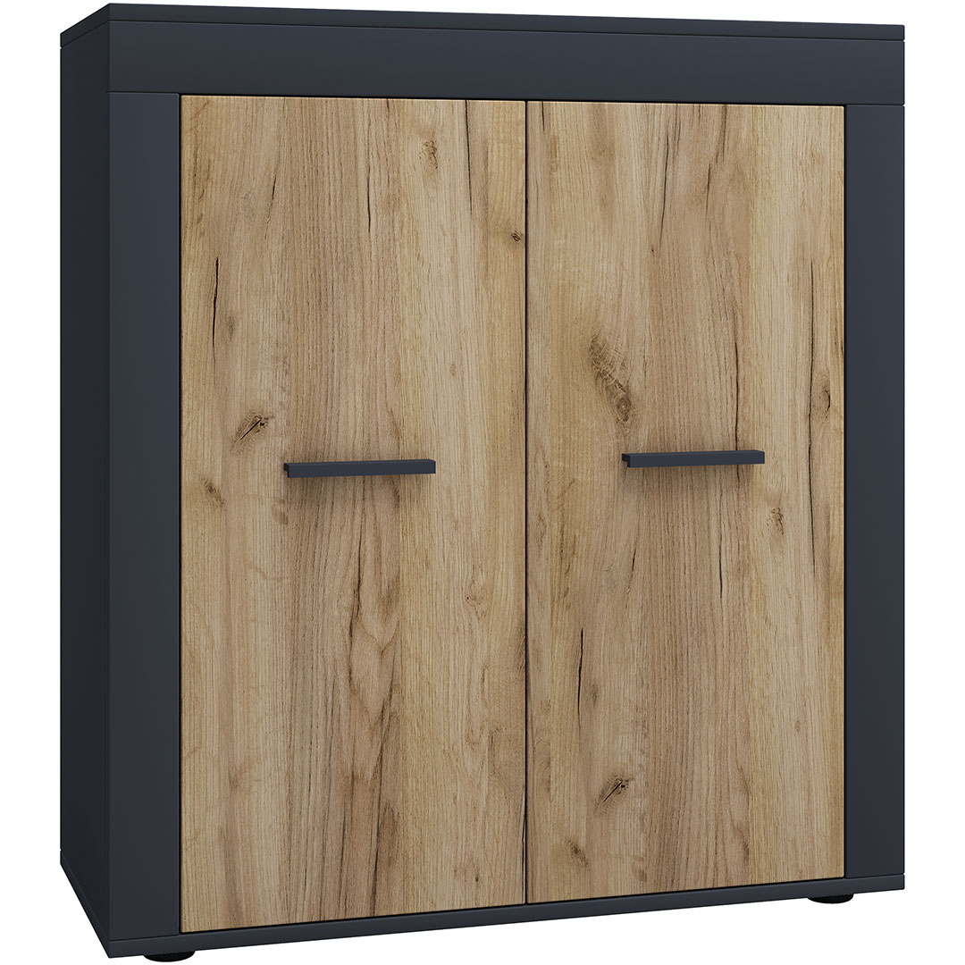 Vcm Usilo Sideboard 2 Türen Anthrazit, Eiche Dekor.