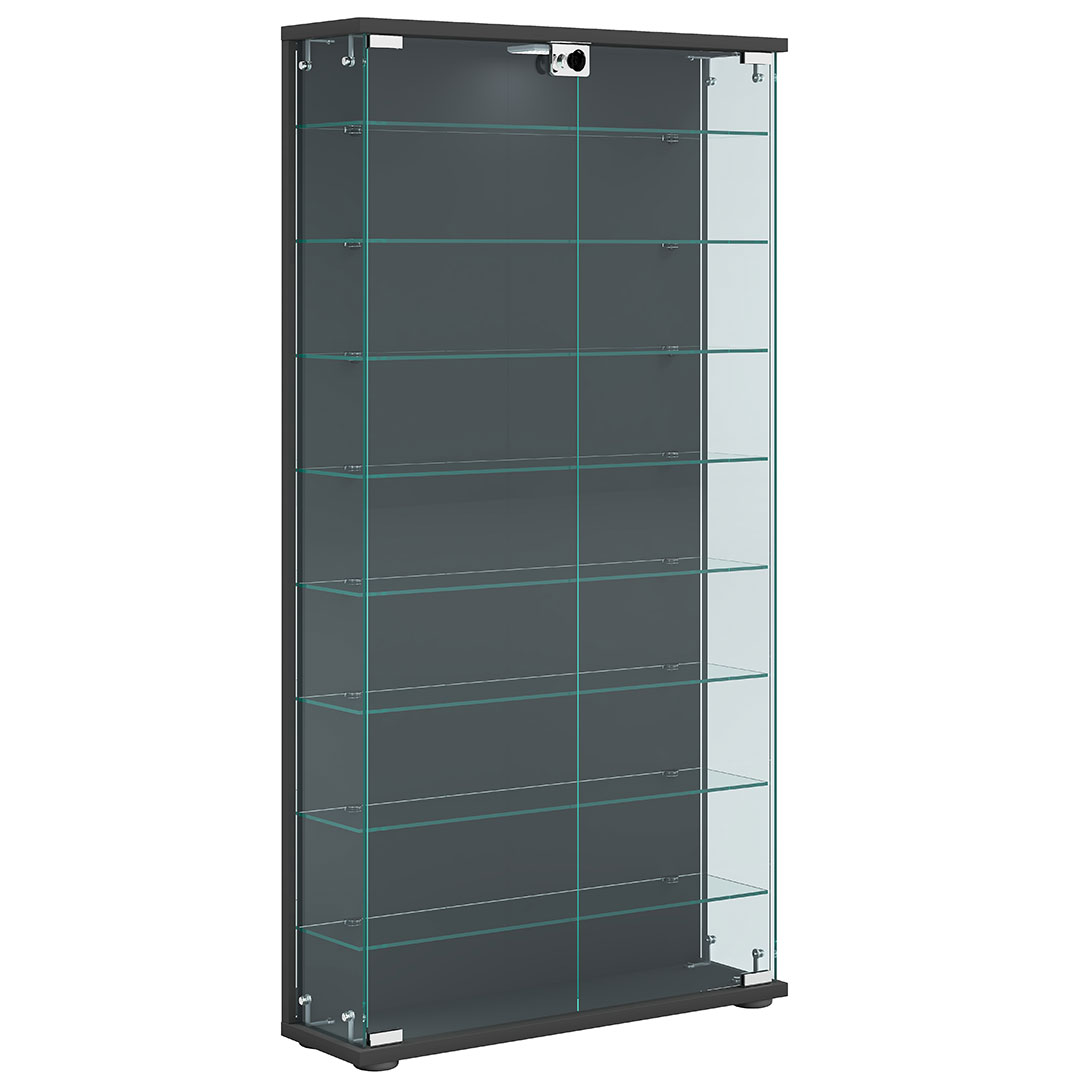 Vcm StelasL Vitrinenschrank 2 Türen Anthrazit.