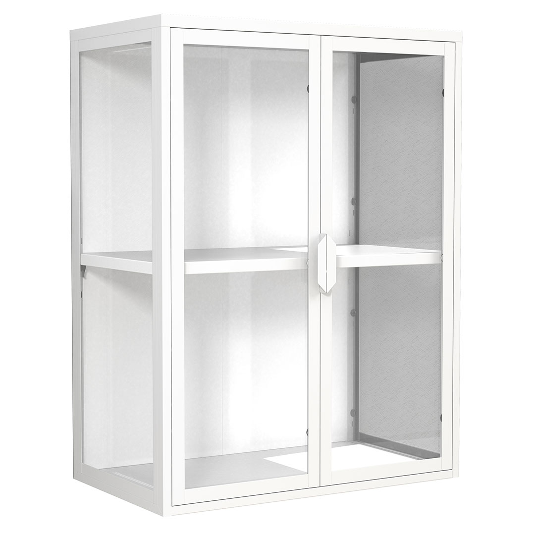 FlokasVM Vitrinenschrank wandhängend 2 Türen weiß.