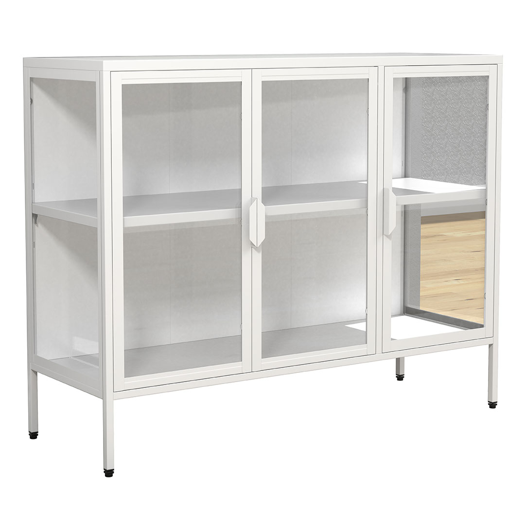 FlokaL Vitrinenschrank 3 Türen weiß.