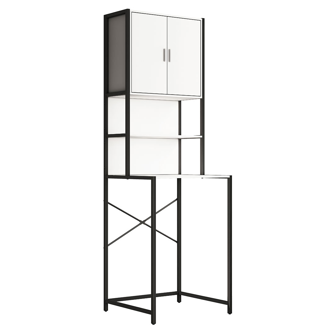 Vcm EdinoÜS Kleiderschrank Schrank Für Waschmaschine 2 Türen Weiß.