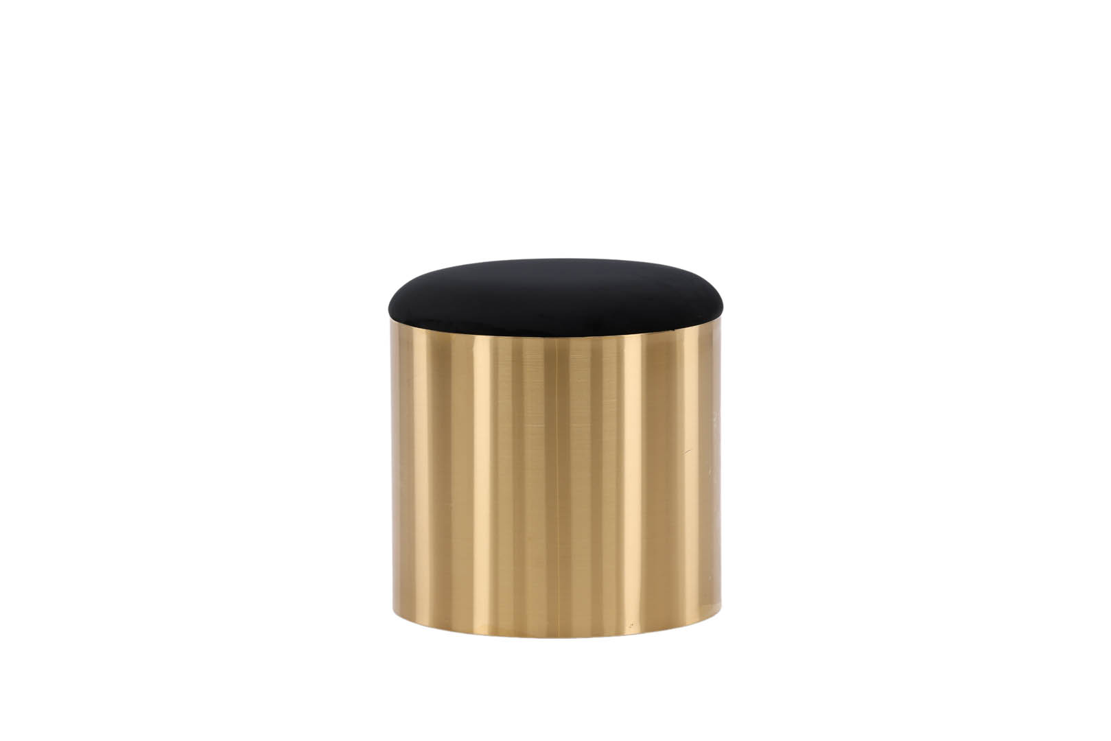 Venture Design Puff Pouf, Hocker Ø45cm Velour Schwarz, Messing.