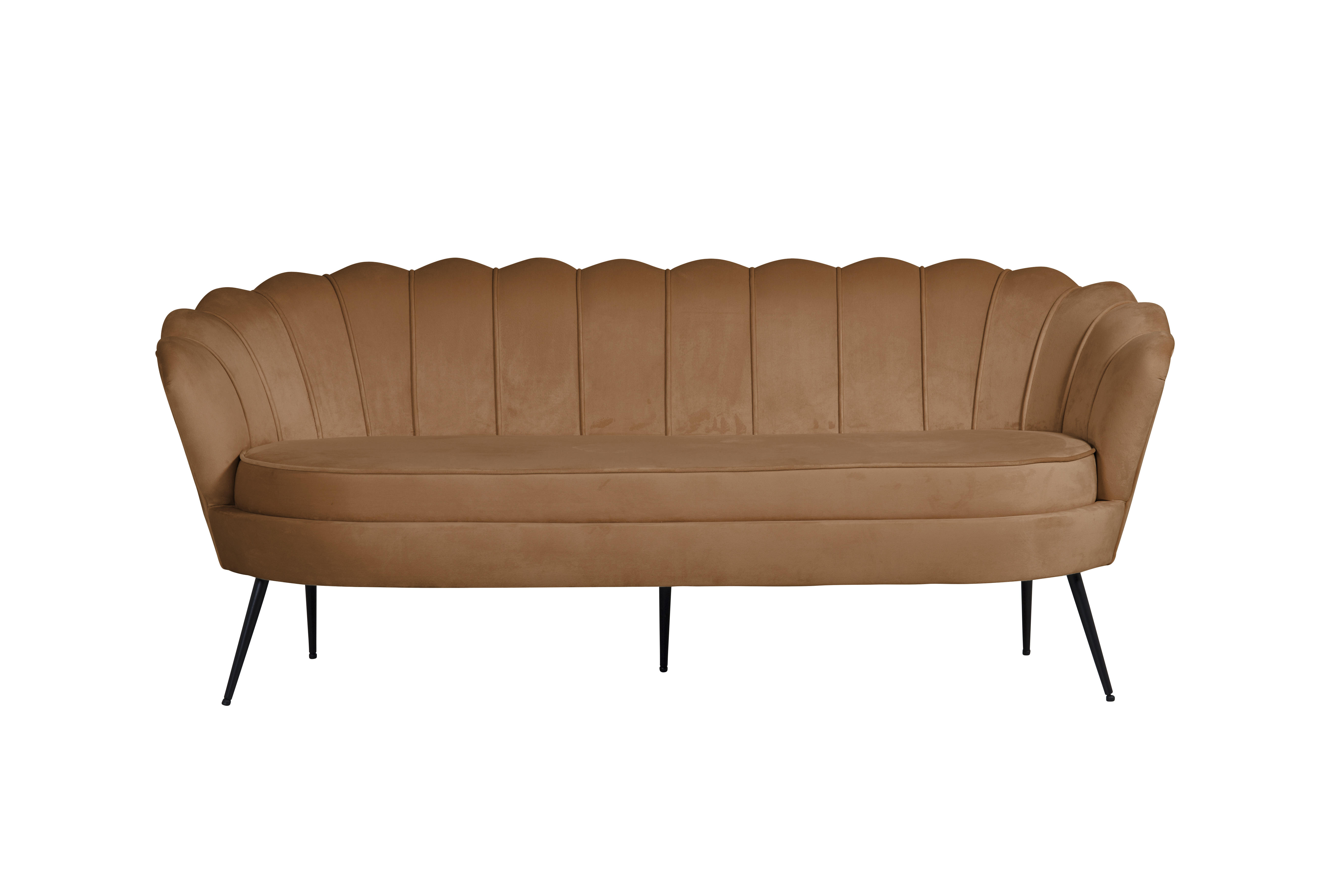 Venture Design Nice Sofa 3 Personen Velour Cognac Farben.