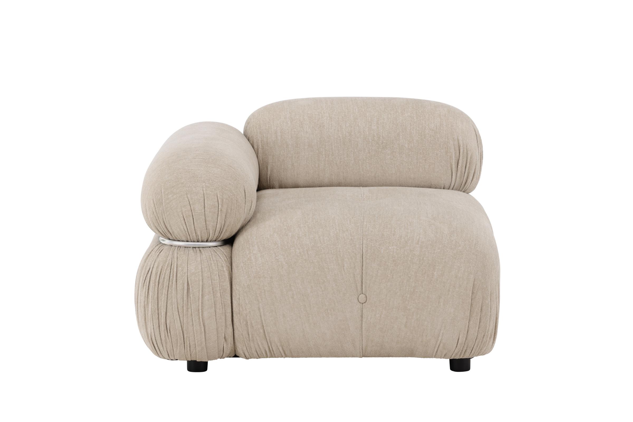 Mika Modulsofa Endmodul Links Beige Chrom.