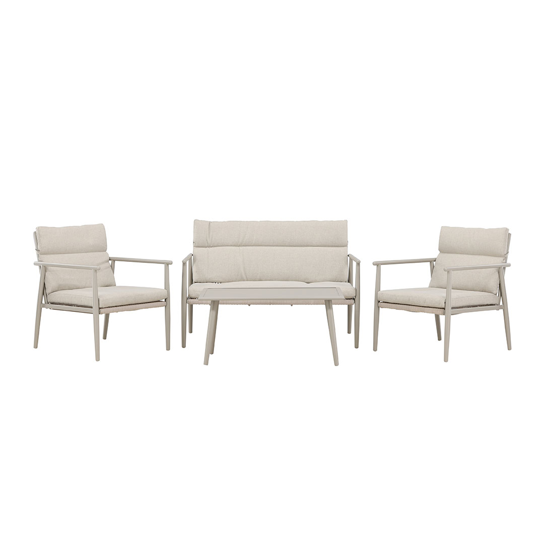 Venture Design Mazzaro Loungeset 1 Sofa, 2 Stühle, 1 Couchtisch Beige.
