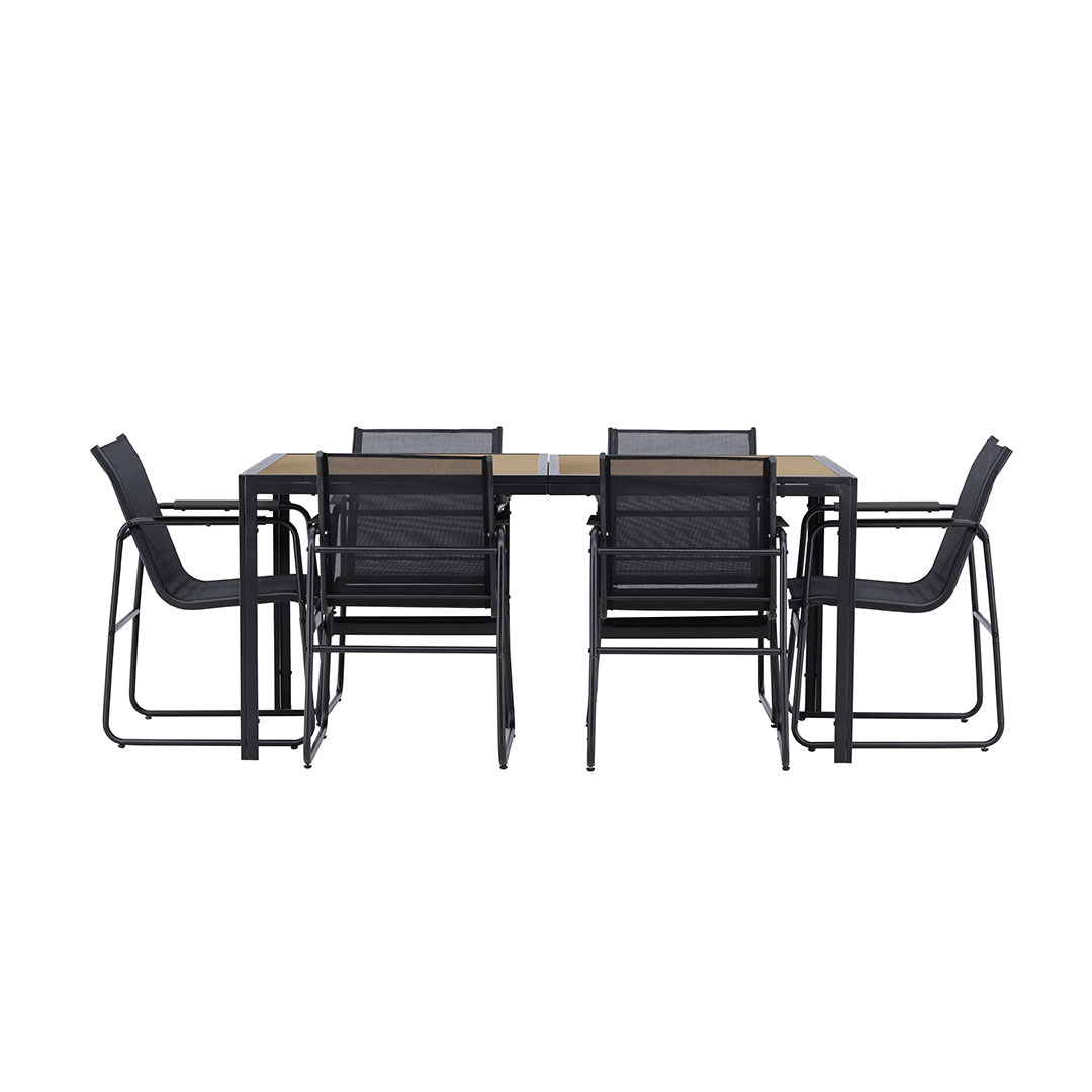 Venture Design Lampedusa Gartenset 1 Esstisch, 6 Stühle Schwarz.