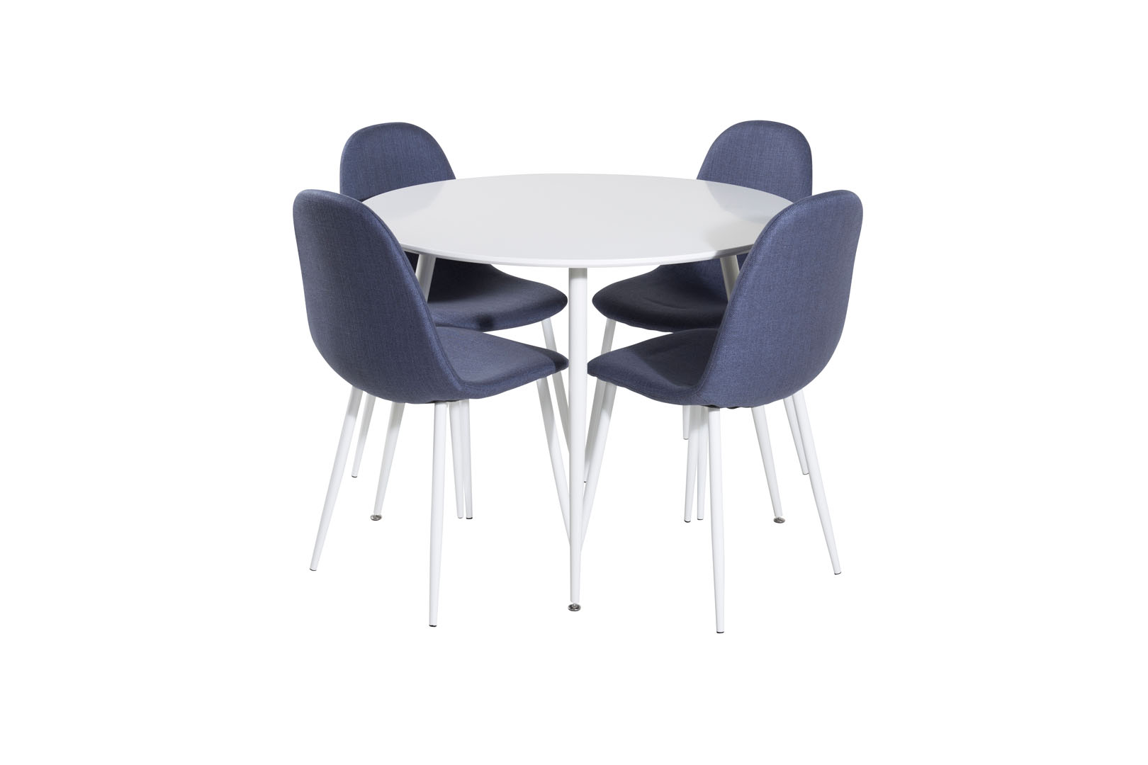 Venture Design PlazaWHWH100 Essgruppe Esstisch Weiß Und 4 Polar Esszimmerstühle Blau, Weiß.