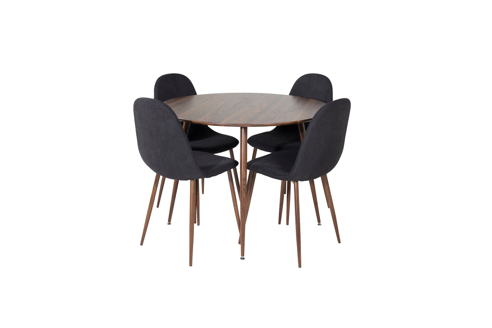 Venture Design PlazaWA100 Essgruppe Esstisch Nussbaum Dekor Und 4 Polar Esszimmerstühle Schwarz.