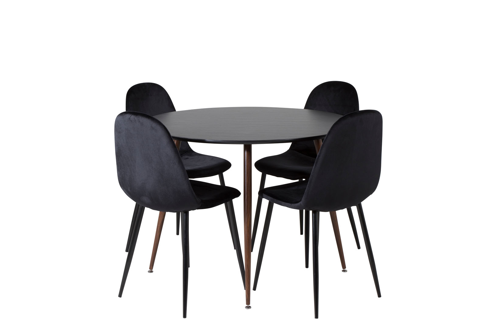 Venture Design PlazaBLWA100 Essgruppe Esstisch Schwarz Und 4 Polar Esszimmerstühle Velour Schwarz.