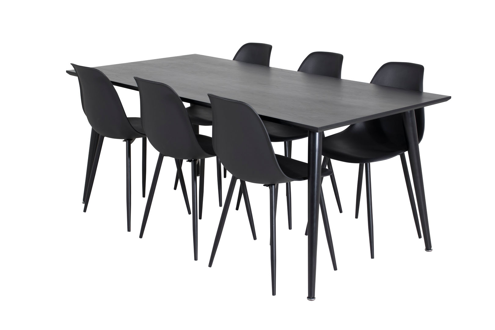 Venture Design Dipp180x90BLBL Essgruppe Esstisch Schwarz Und 6 Polar Esszimmerstühle Schwarz.